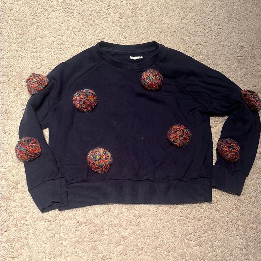 Gymboree | Navy Sweater with Colorful Pom Poms, 5-6
